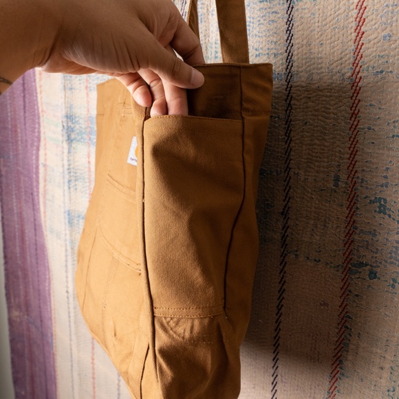 Tan Upcycled carhartt Tote bag - Picture 5 of 7
